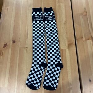 Assholes Live Forever Black Checkered Long Socks